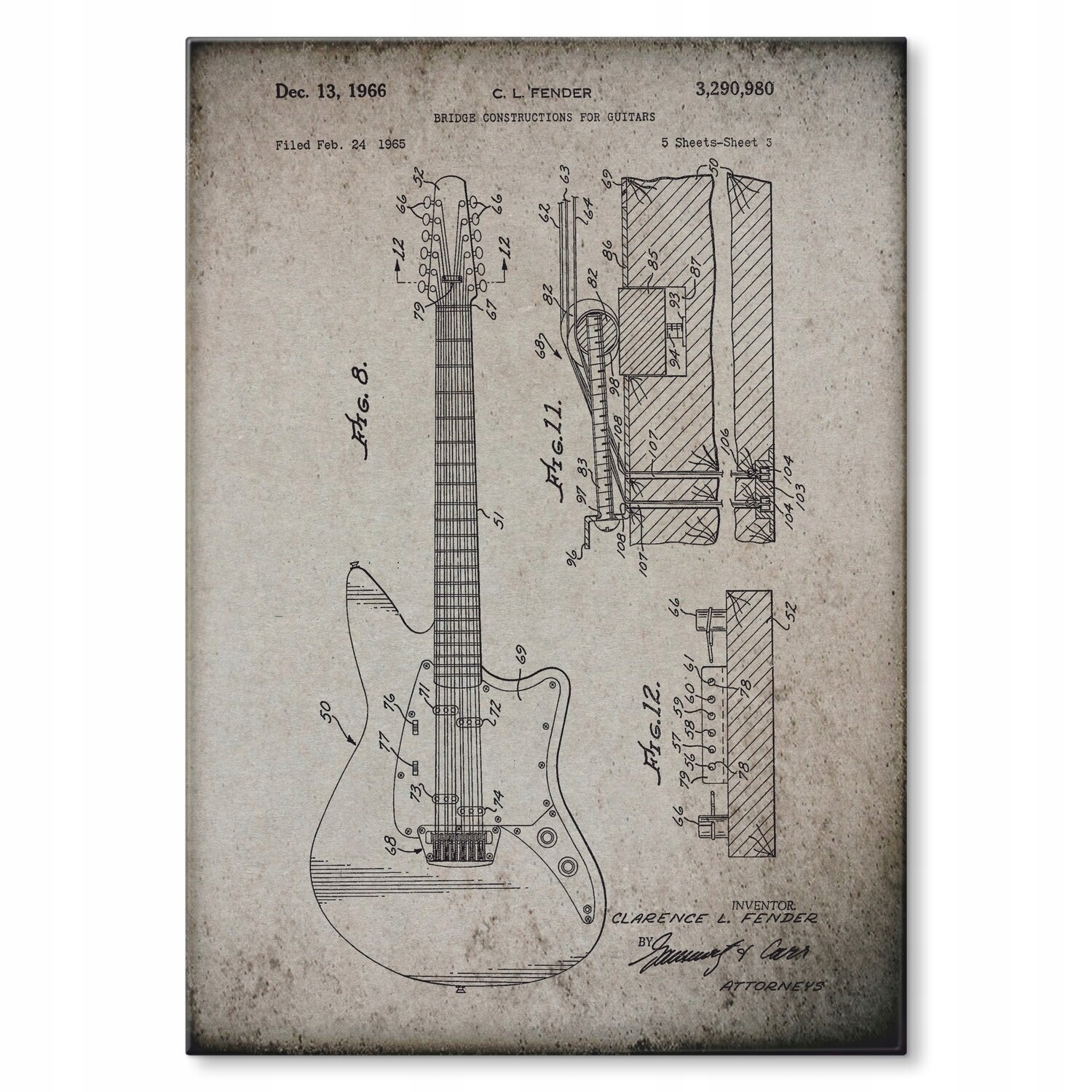 Kovový plakát Fender Dárek 22 x 31 cm
