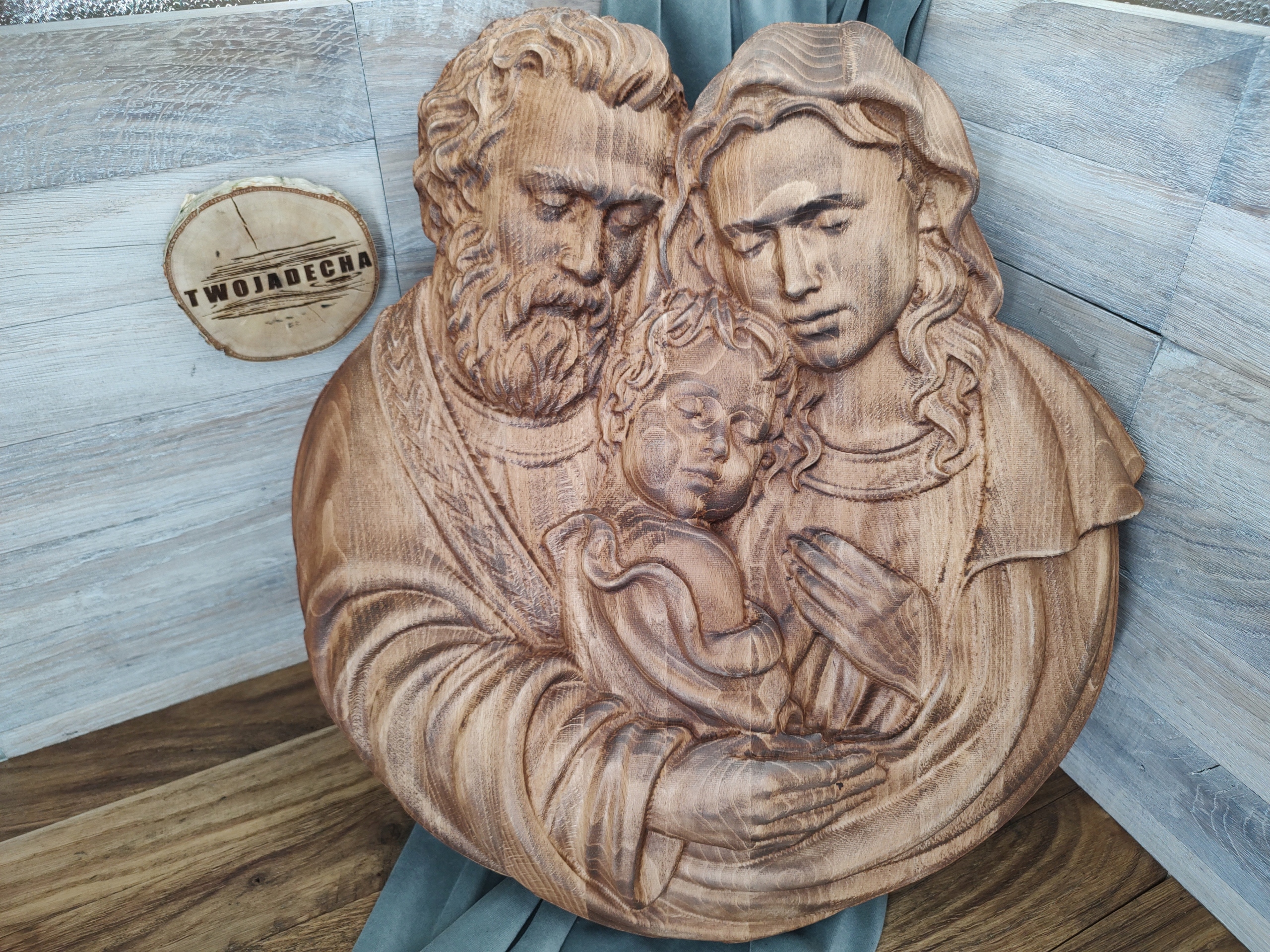 Obraz ve dřevě konvexní krásný svatební dárek Svatá rodina IV 45