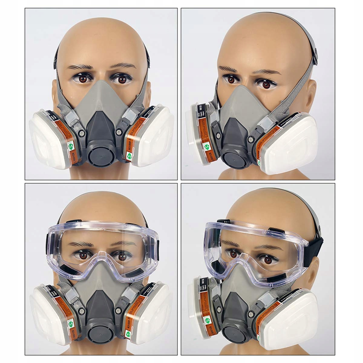 OCHRONA PRZED KURZEM WIELOKROTNEGO UŻYTKU (PÓŁMASKA) Z OKULARAMI, FILTRAMI Typ półmaska