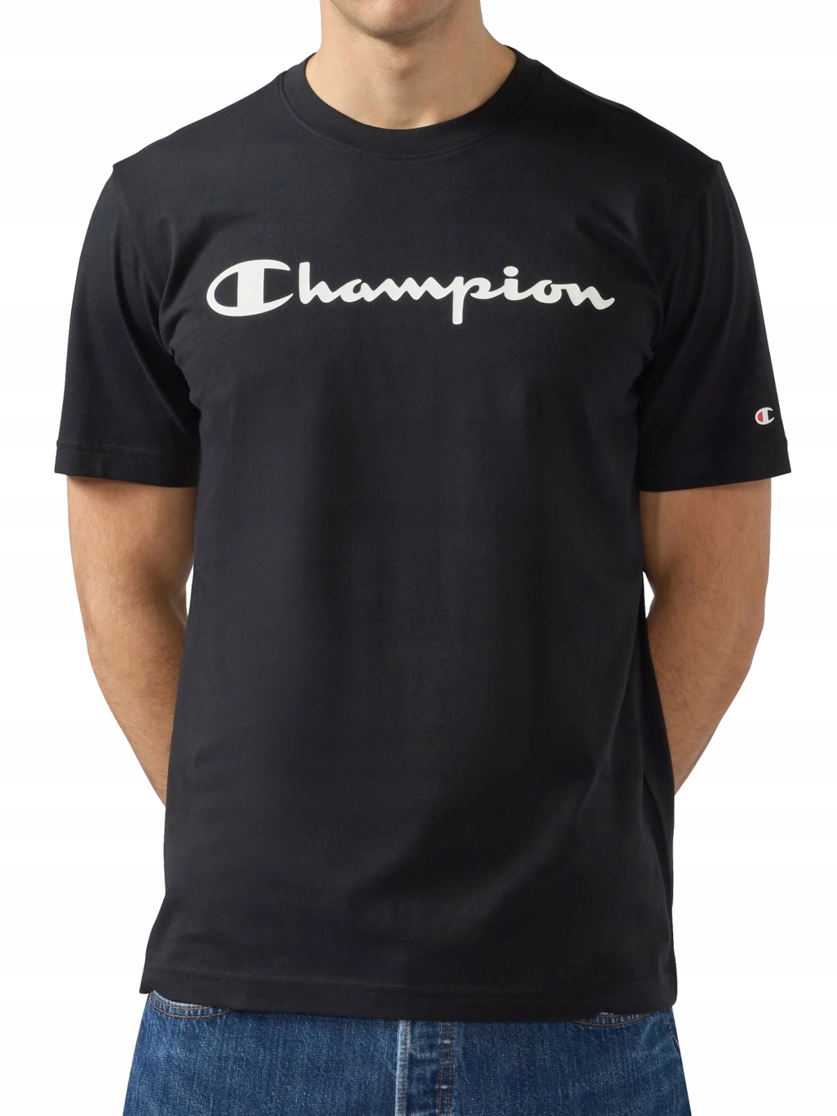 Tričko pánské Champion 221814-KK001 bavlněné sportovní černé tričko XXL