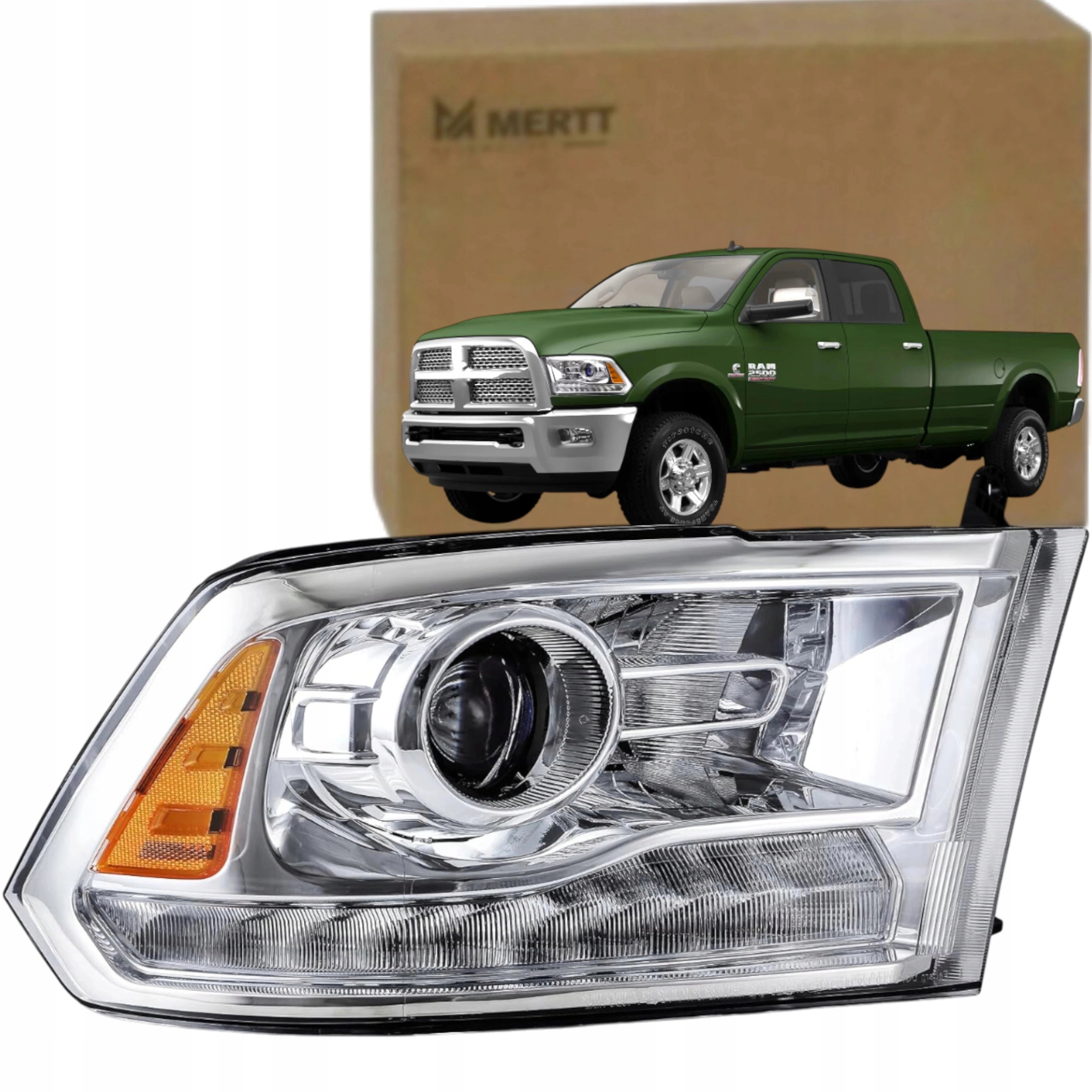 Světlomet Pravá Přední Lampa 68093220AC Evropa Stříbrná Dodge Ram 2008-2018