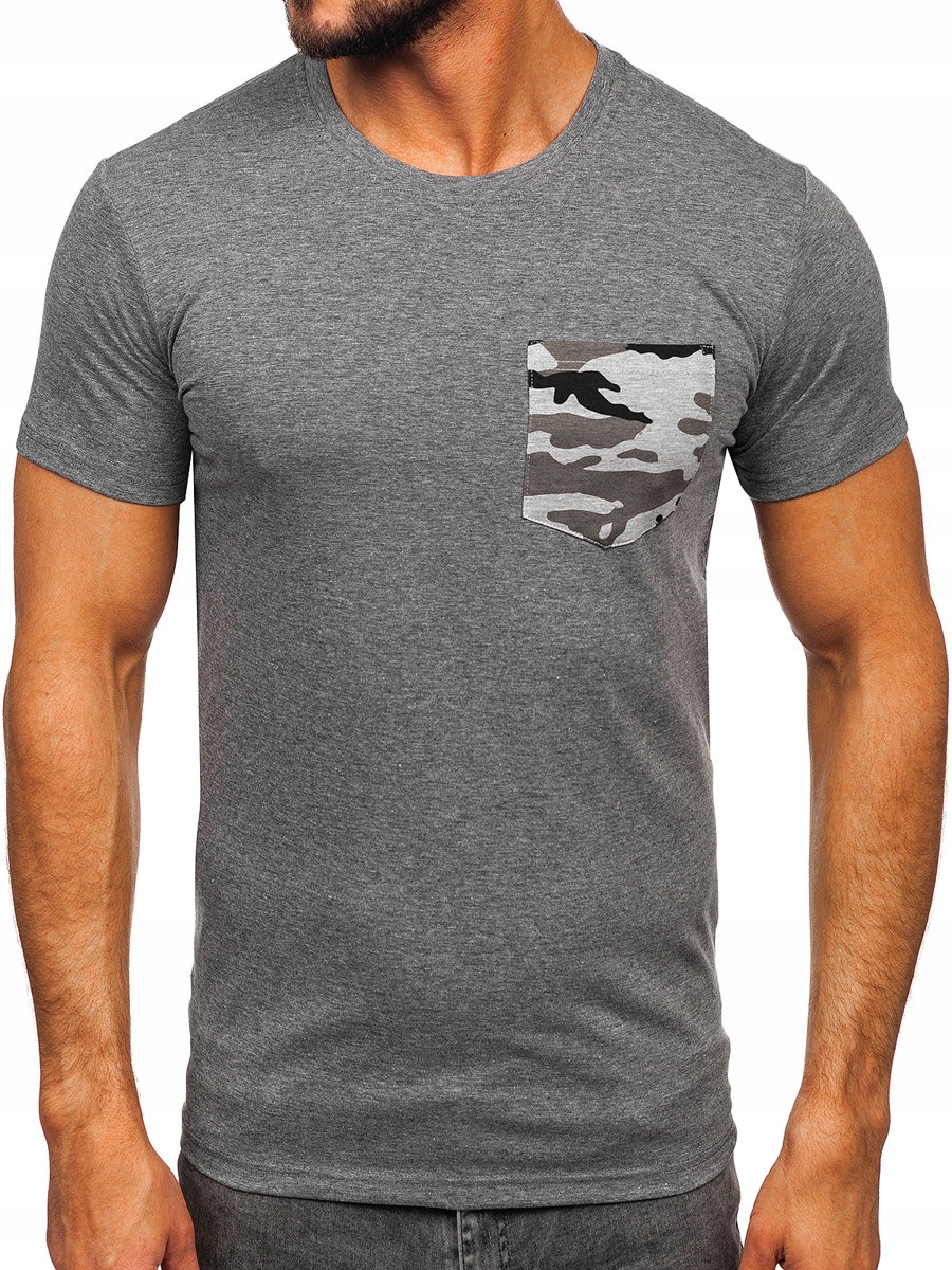 

T-shirt Koszulka Męska Grafitowa 8T85 Denley_xl