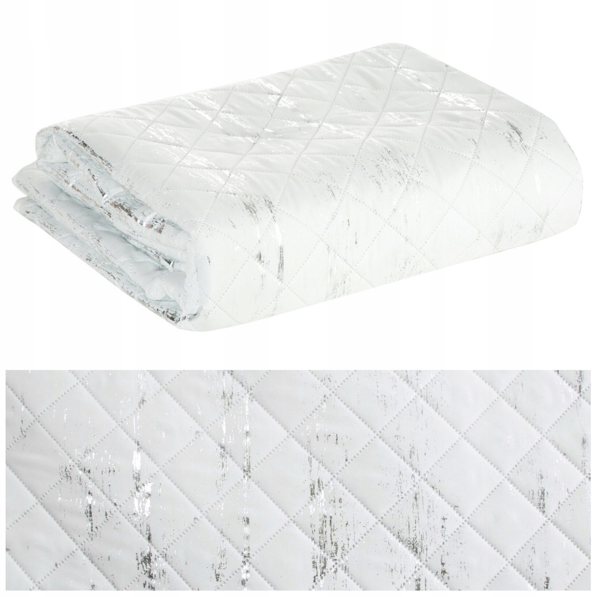 Přehoz na postel 170x210 prošívaný s potiskem Blink/1 bílá+stříbrná