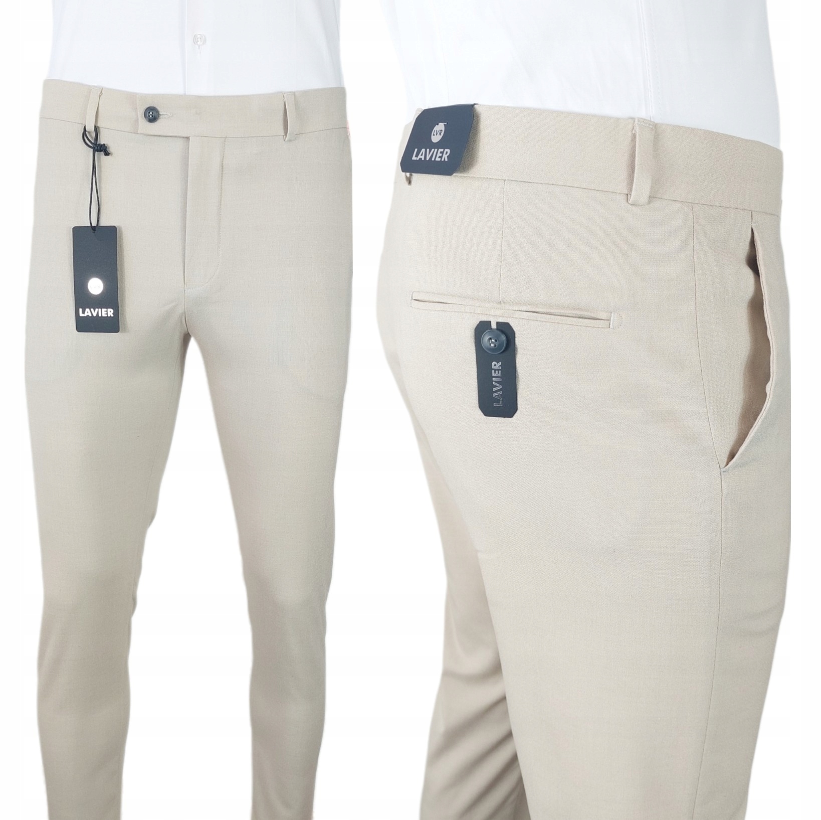 Pánské elegantní pánské kalhoty do košile Lavier, klasické, béžové, vel.