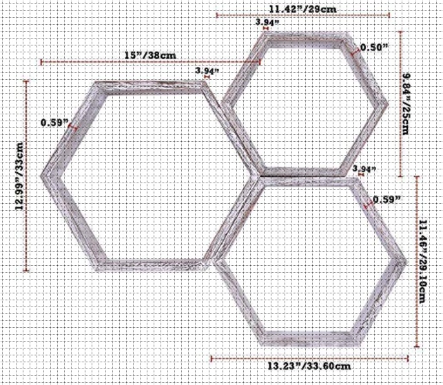 ZESTAW 3 SZT RUSTYKALNA PÓŁKA SZEŚCIOKĄTNA ŚCIENNA Marka inna