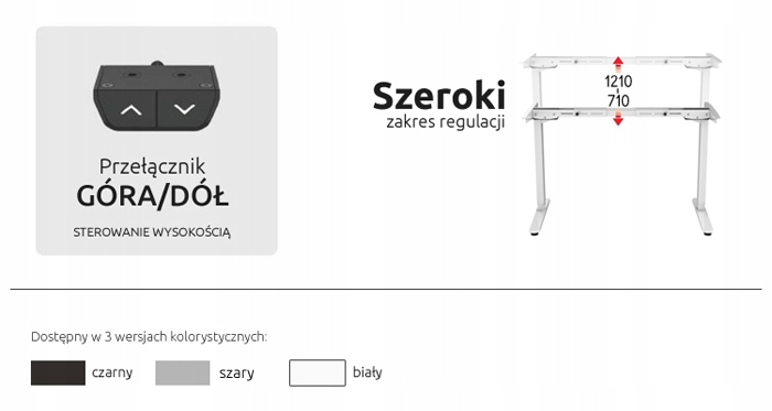 BIURKO ELEKTRYCZNE PODNOSZONE STELAŻ REGULOWANY Kod producenta SPE-114NW