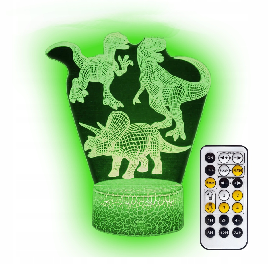 

Lampka 3D Led Dinozaur T-rex Raptor Pilot