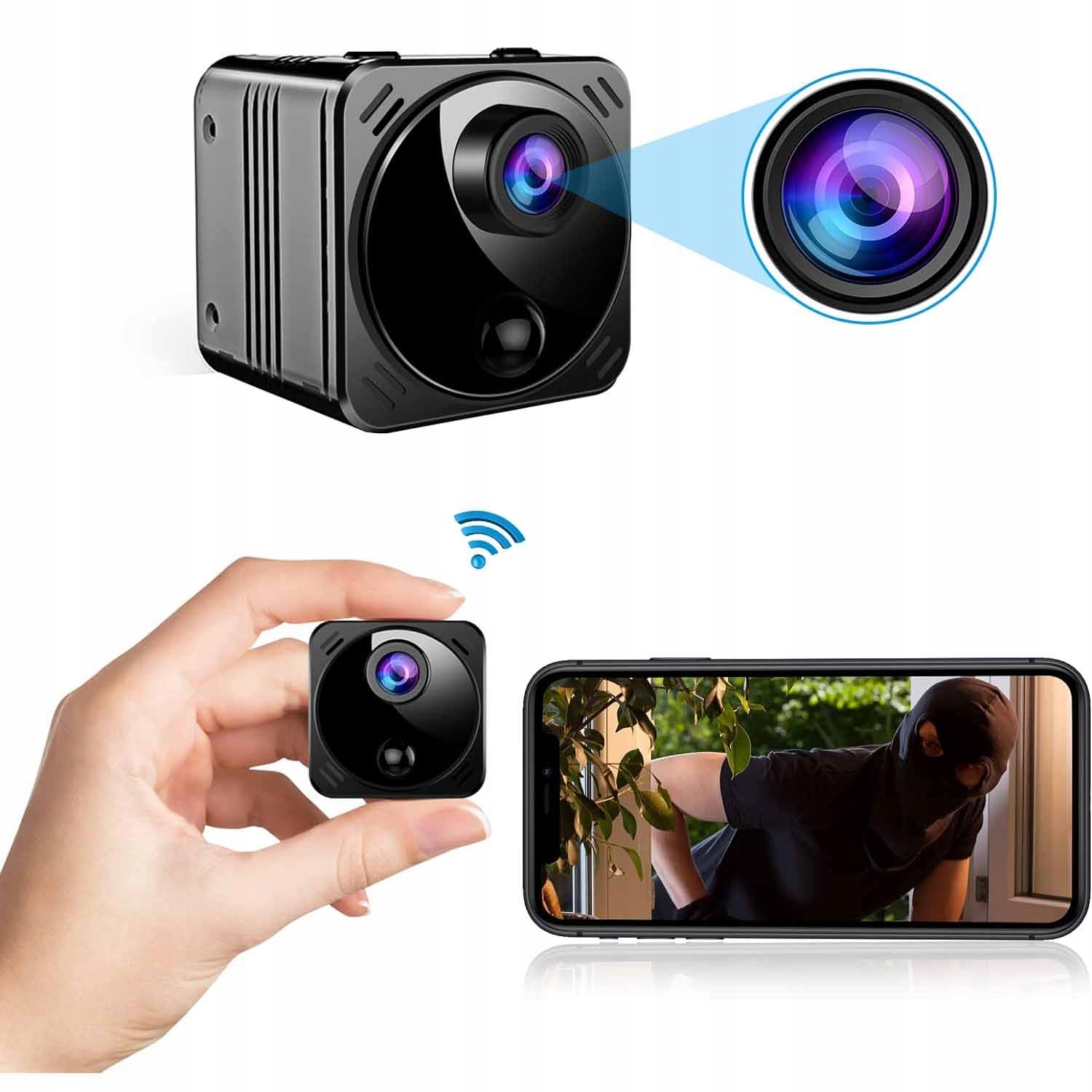 Mini špionážní kamera Smart detekce skrytá kamera Malá Wifi 4K Držák