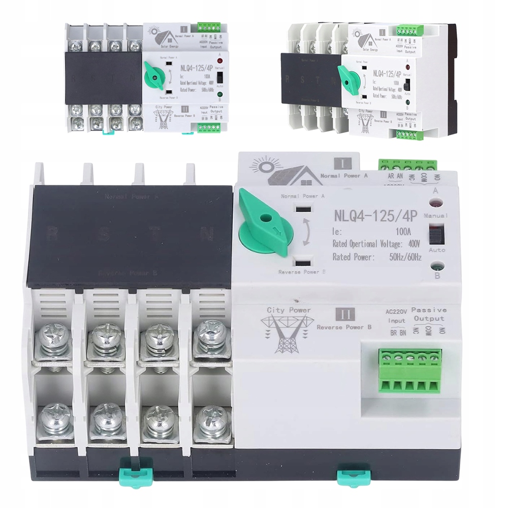 Automatyczny Przełącznik Zasilania Ats Sieć Agregat Ac 400 V 100A 4P 3-Faz