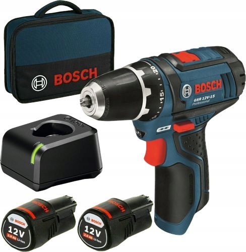 Wiertarko-wkrętarka Bosch Professional Gsr 12V-15 060186810F 2x Aku +Torba