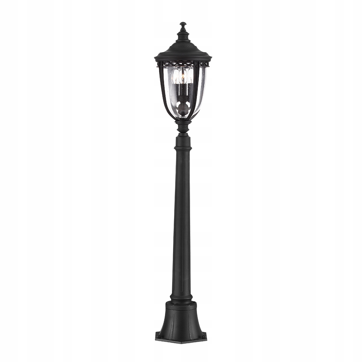 Stojacia vonkajšia lampa s klasickým stĺpikom čierna sklenená vysoká 118 cm Feiss