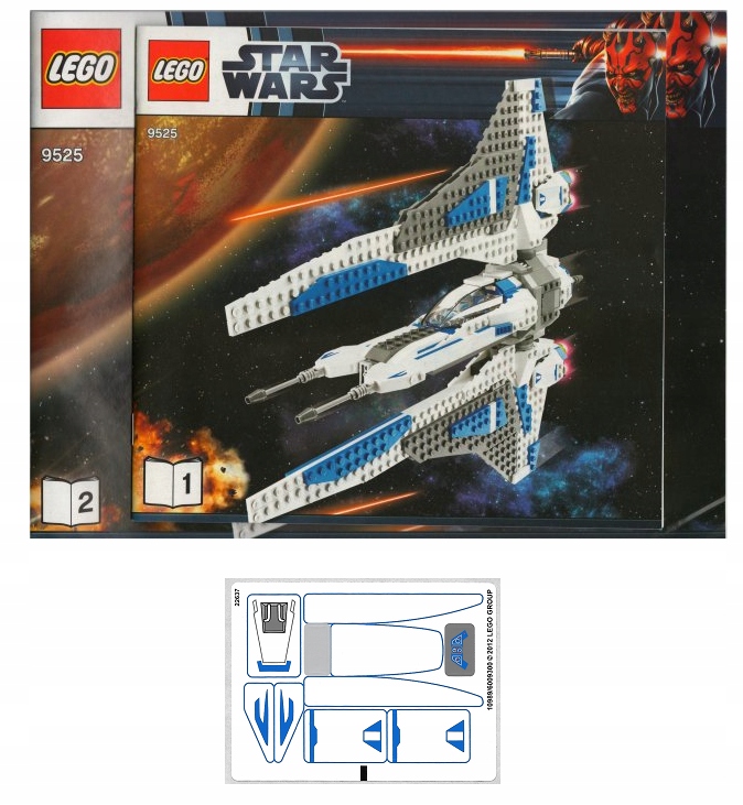 Lego Star Wars Instrukcja Naklejki Pre Vizsla's Mandalorian Fighter 9525