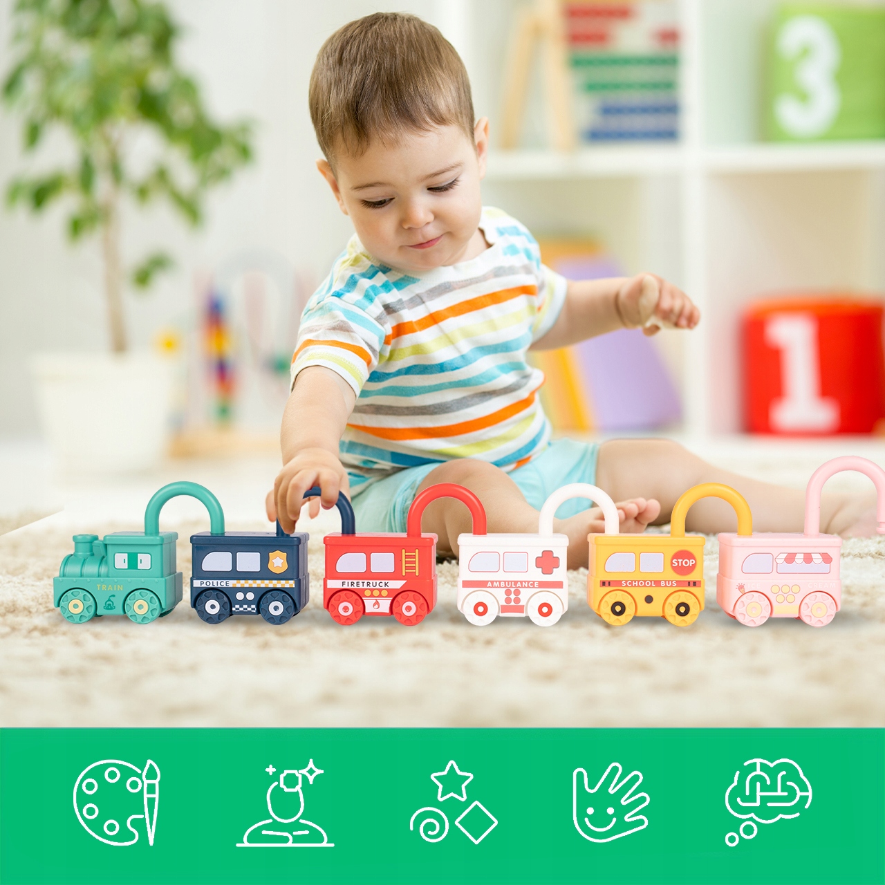 VISACÍ ZÁMKY S KLÍČI AUTA 6 KS. HRAČKA VZDĚLÁVACÍ LOGICKÁ HRA MONTESSORI Certifikáty, posudky, schválení CE EN 71