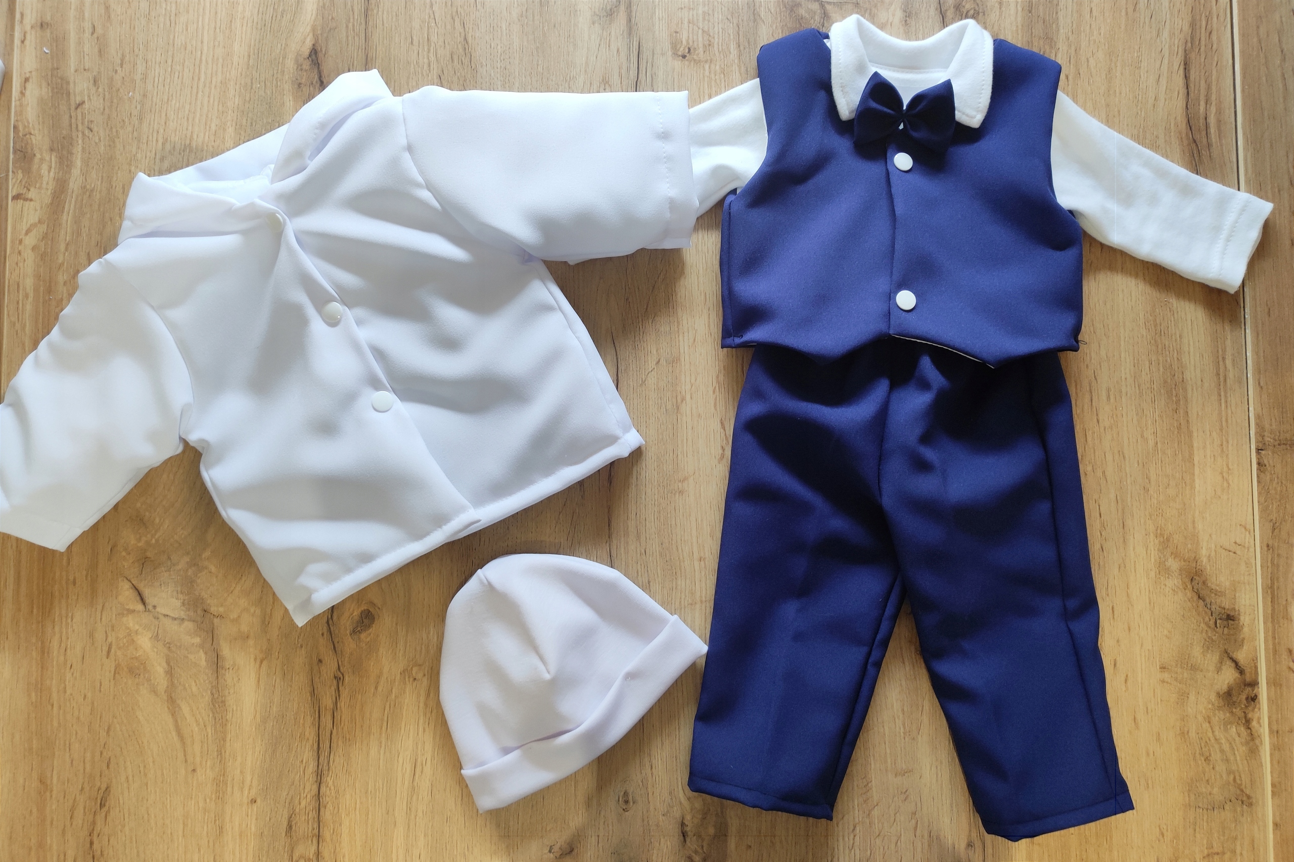 KELLO - Granatowy komplet z kurtką na chrzest na 56 cm Rozmiar 56