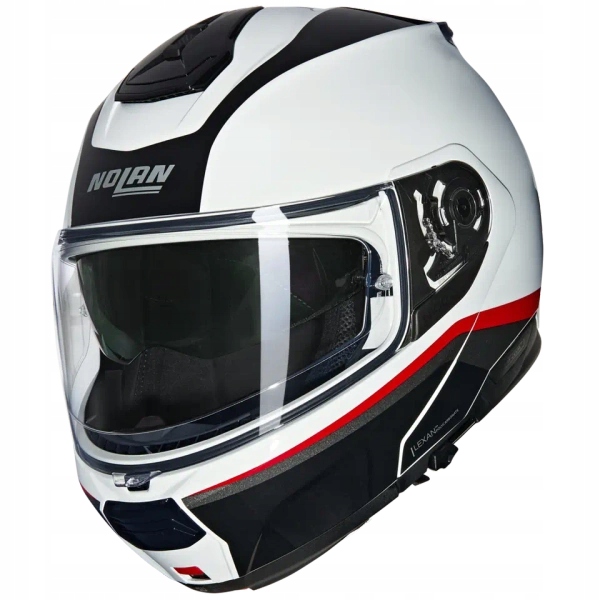 Prilba Čeľusťový Nolan N100-6 Incognito farba biela/čierna/červená S
