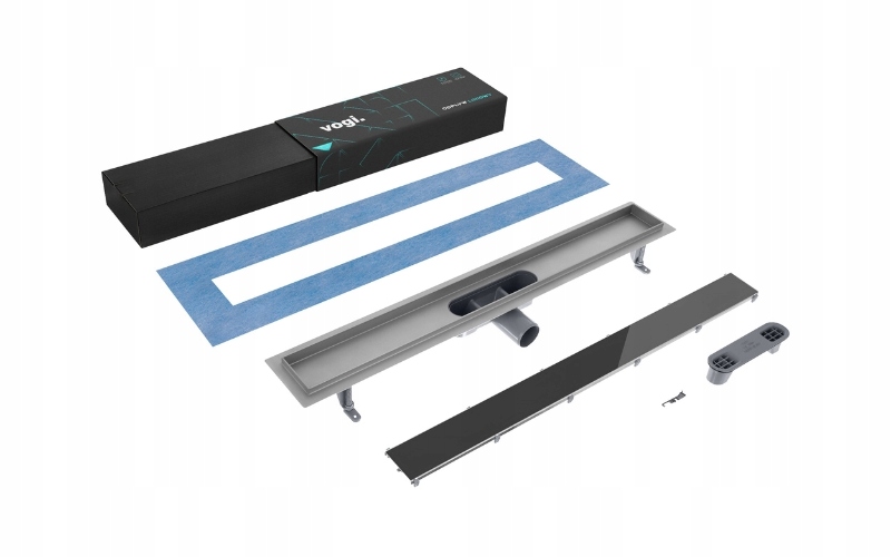 Odpływ liniowy VOGI SZKŁO CZARNE - 60 cm Linia SZKŁO CZARNE ruszt SZKLANY