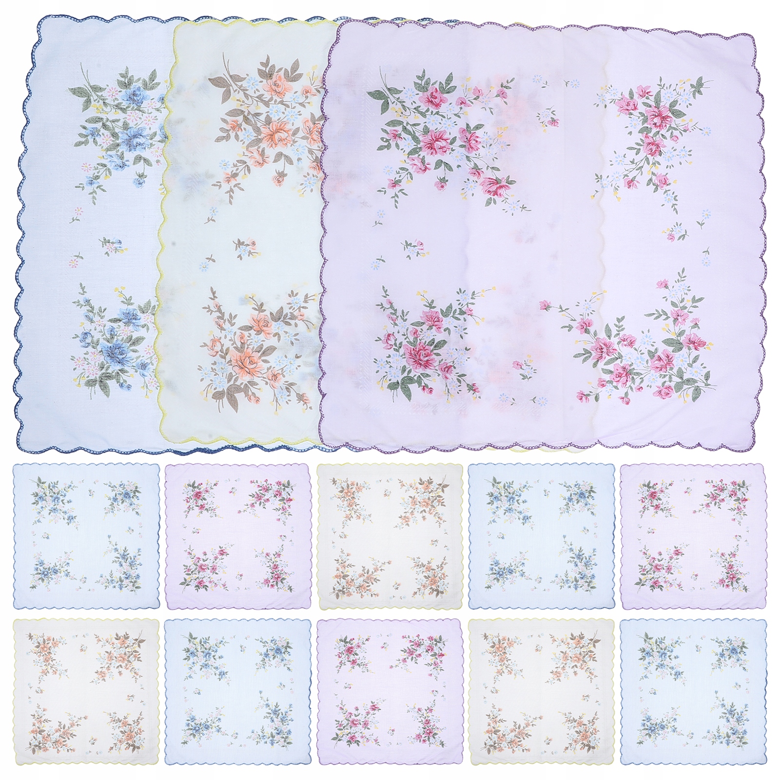 12 SZT. BAWEŁNIANYCH CHUSTECZEK DO NOSÓW CHUSTECZKA DAMSKA WZÓR KWIATOWY CHUSTECZKA DO NOSÓW Liczba sztuk 1 szt.