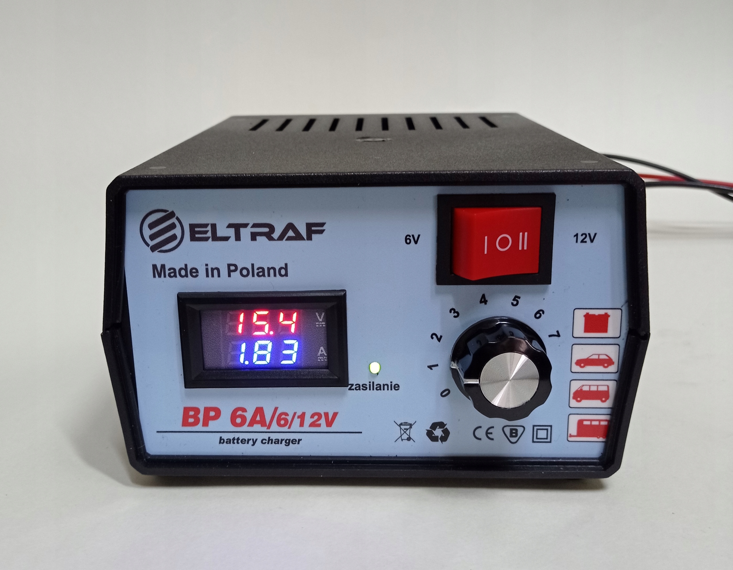 PROSTOWNIK 6A/ 6V/12V Z REGULACJĄ PRĄDU (AV) Model PR6A/7
