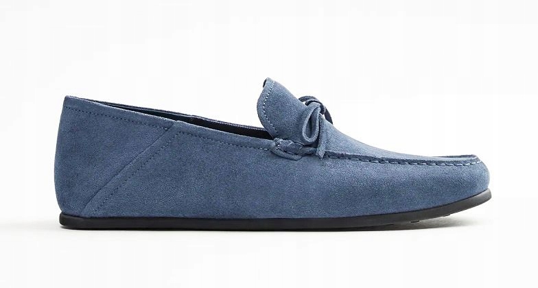ZARA NIEBIESKIE SKÓRZANE MOKASYNY DRIVER BUTY 42