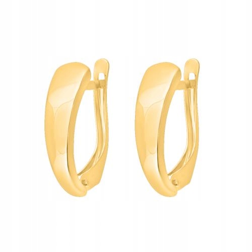 Hladké, zlaté 585 lesklé náušnice se zapínáním na dárek ke Dni žen