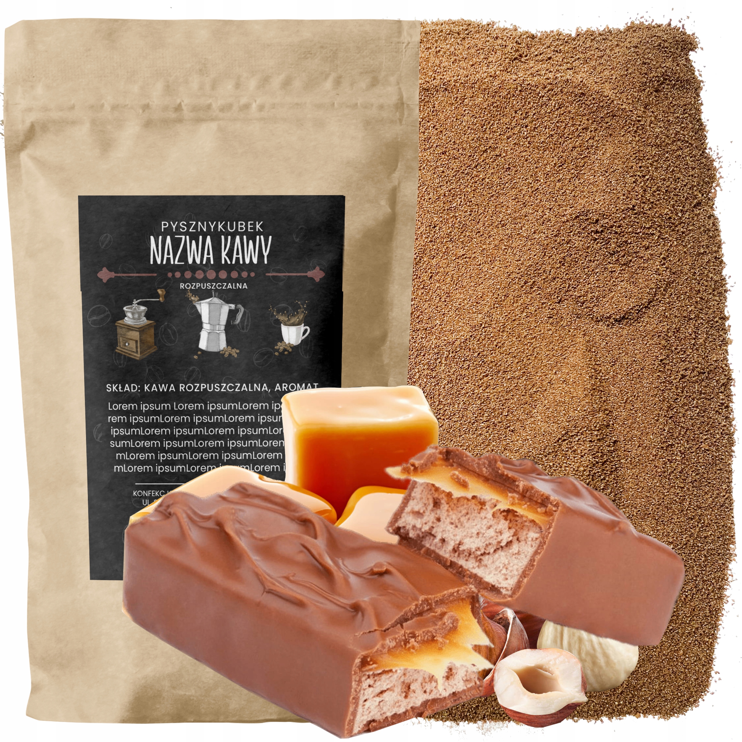 Kawa Rozpuszczalna smakowa Snickerss 1000G karmel i orzechy