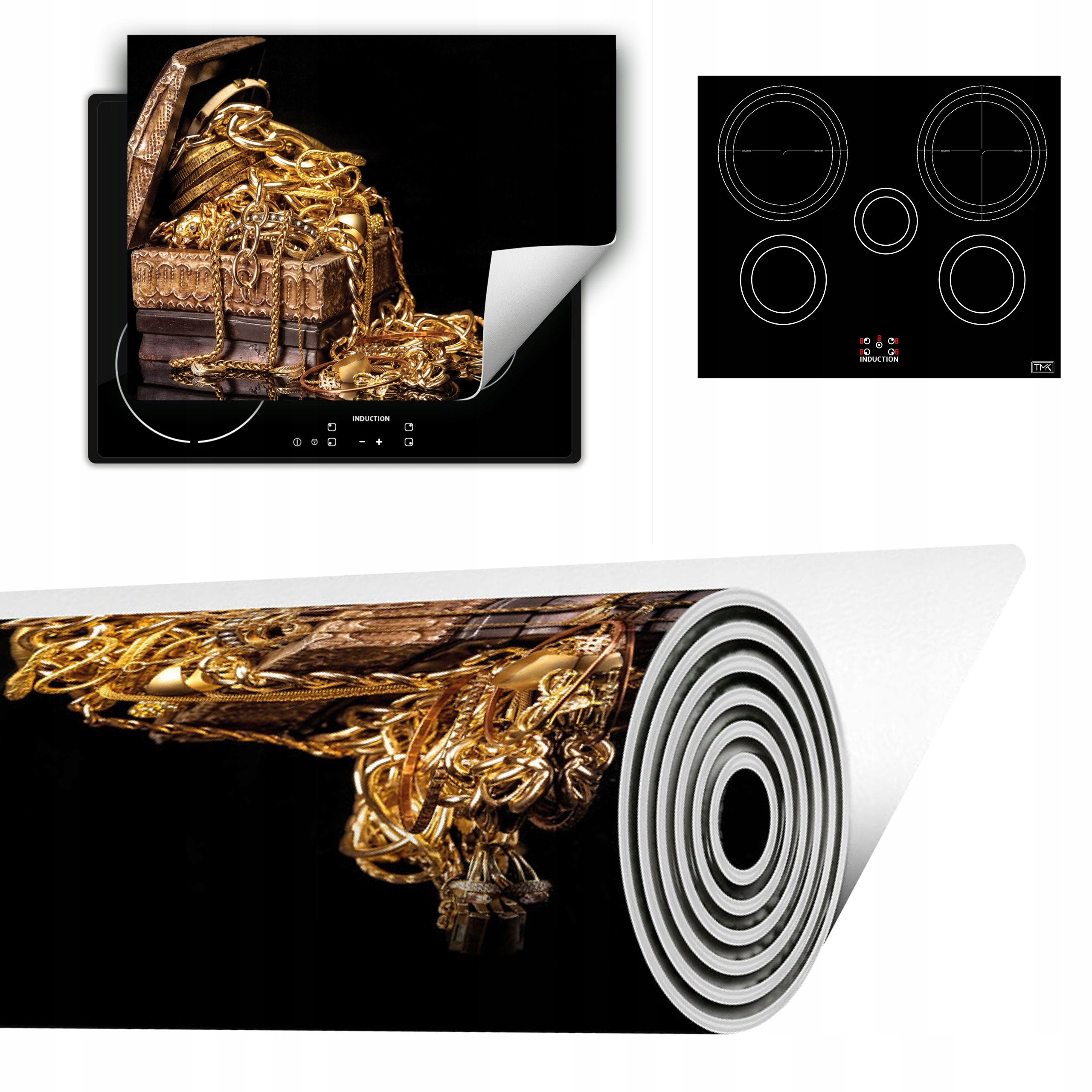 Vinylová Podložka Do Kuchyně Více Místa 70x52 zlatá černá