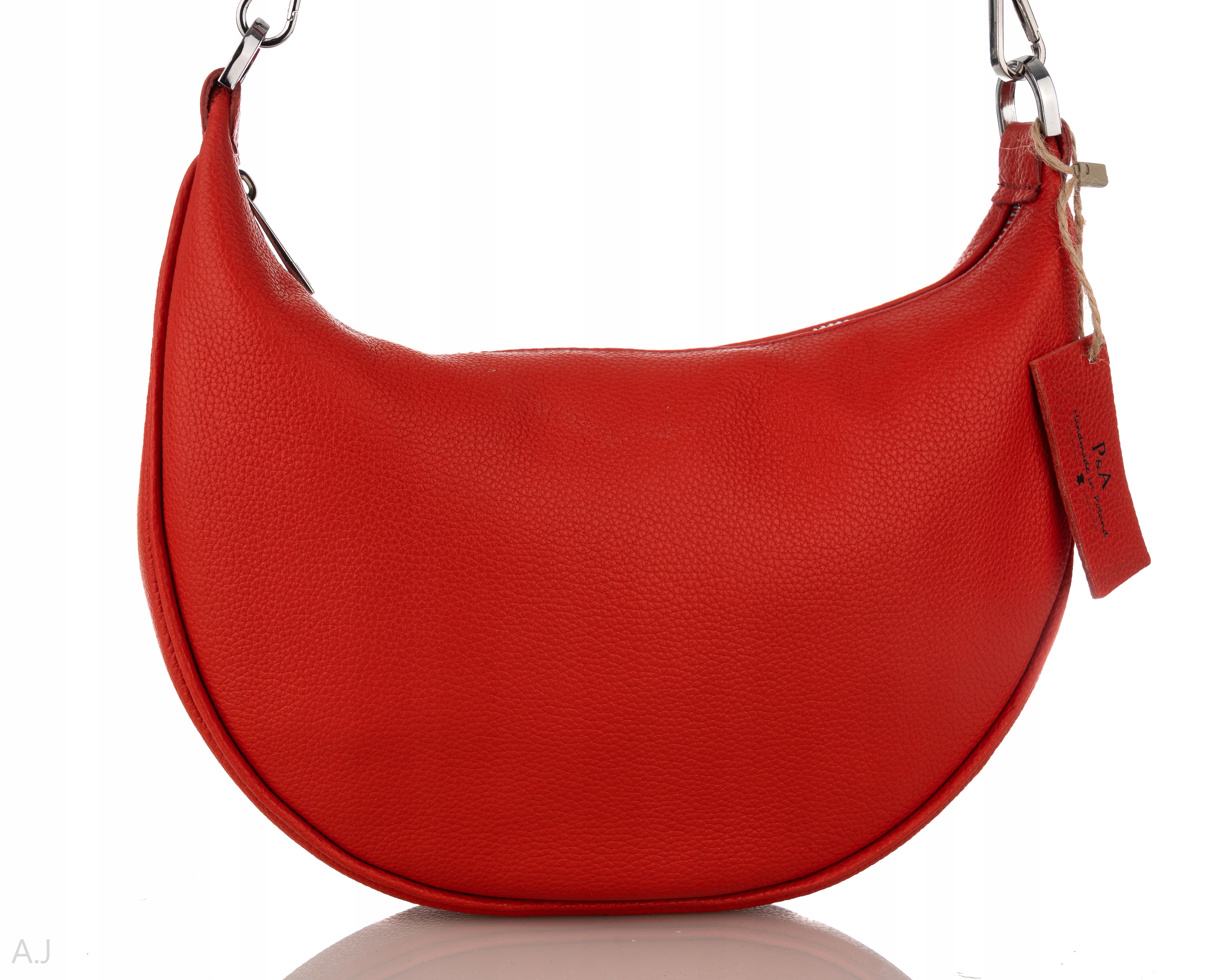 Kabelka přes rameno z přírodní kůže, červená