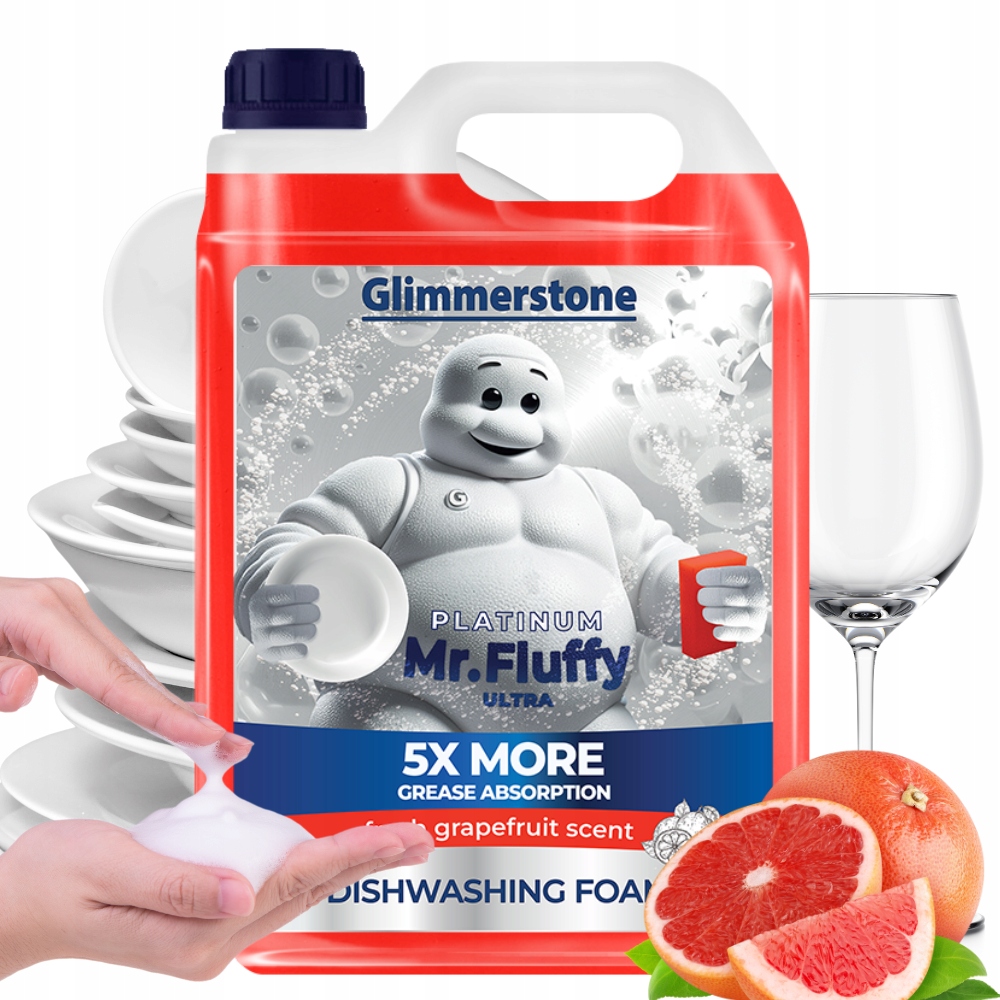 Levně Mr. Fluffy Pěna Na Mytí Nádobí Tekutina V Pěně 5L Dávkovač Nová Kvalita