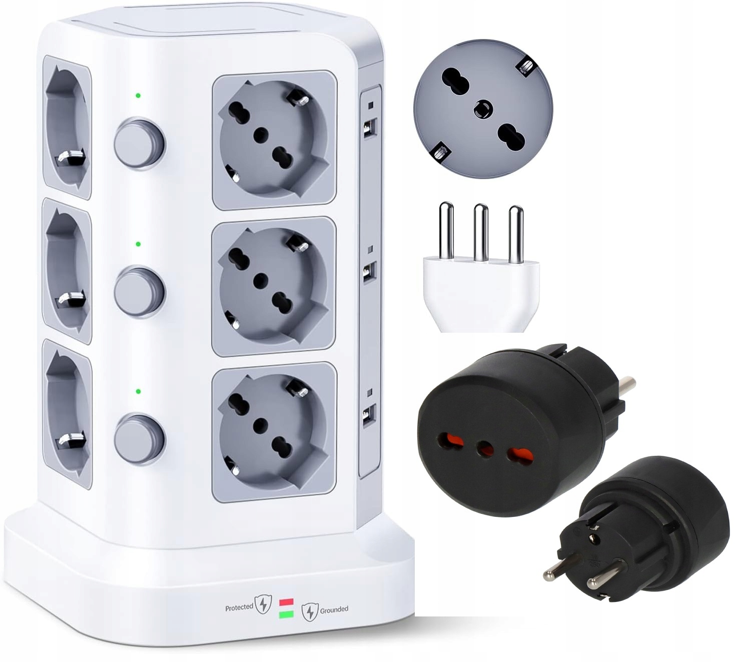 Napájacia Lišta 12 Zásuviek 6 Usb Kabel 2M adaptér Eu