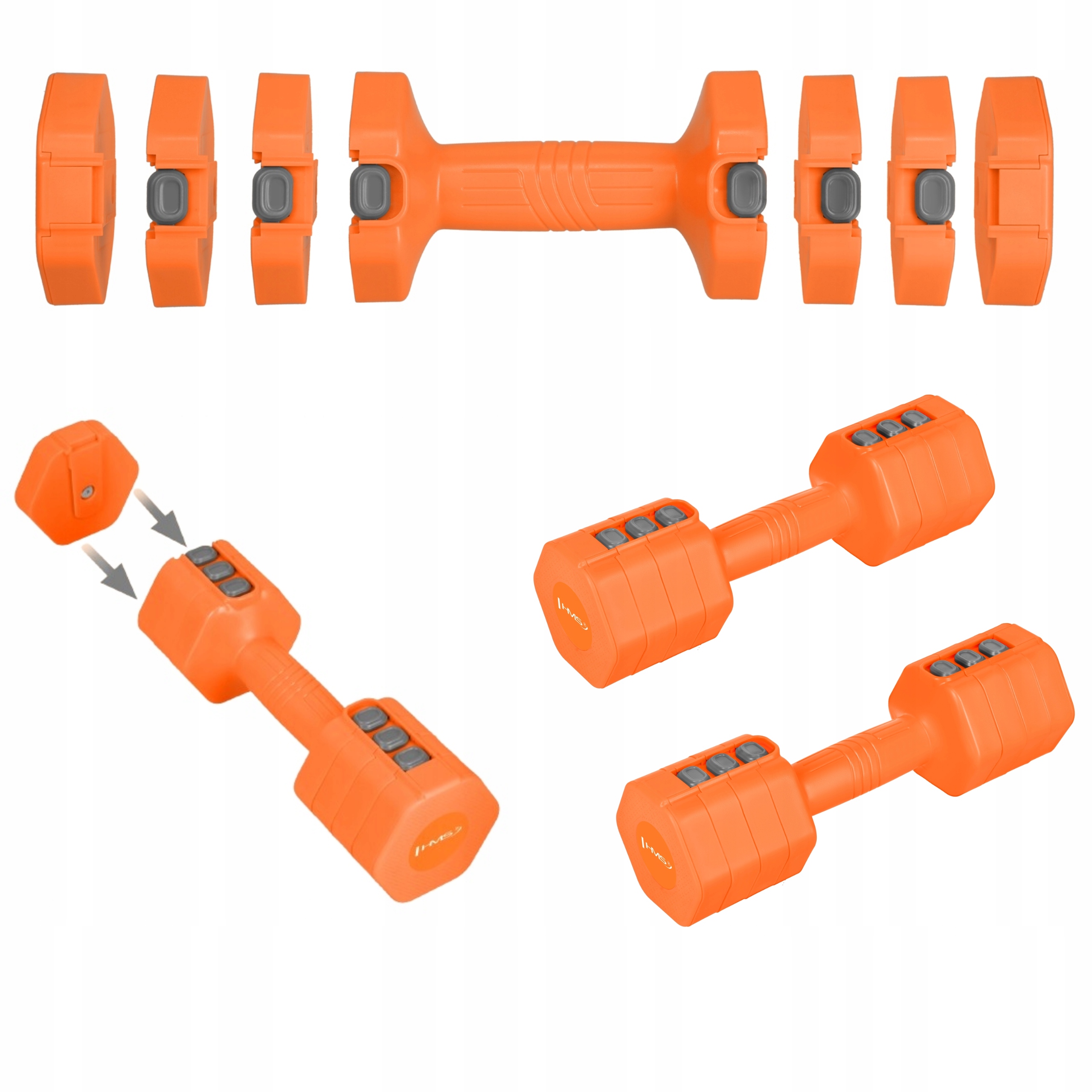 Protiskluzové nastavitelné činky Hms 2x2.5 kg Sada fitness závaží