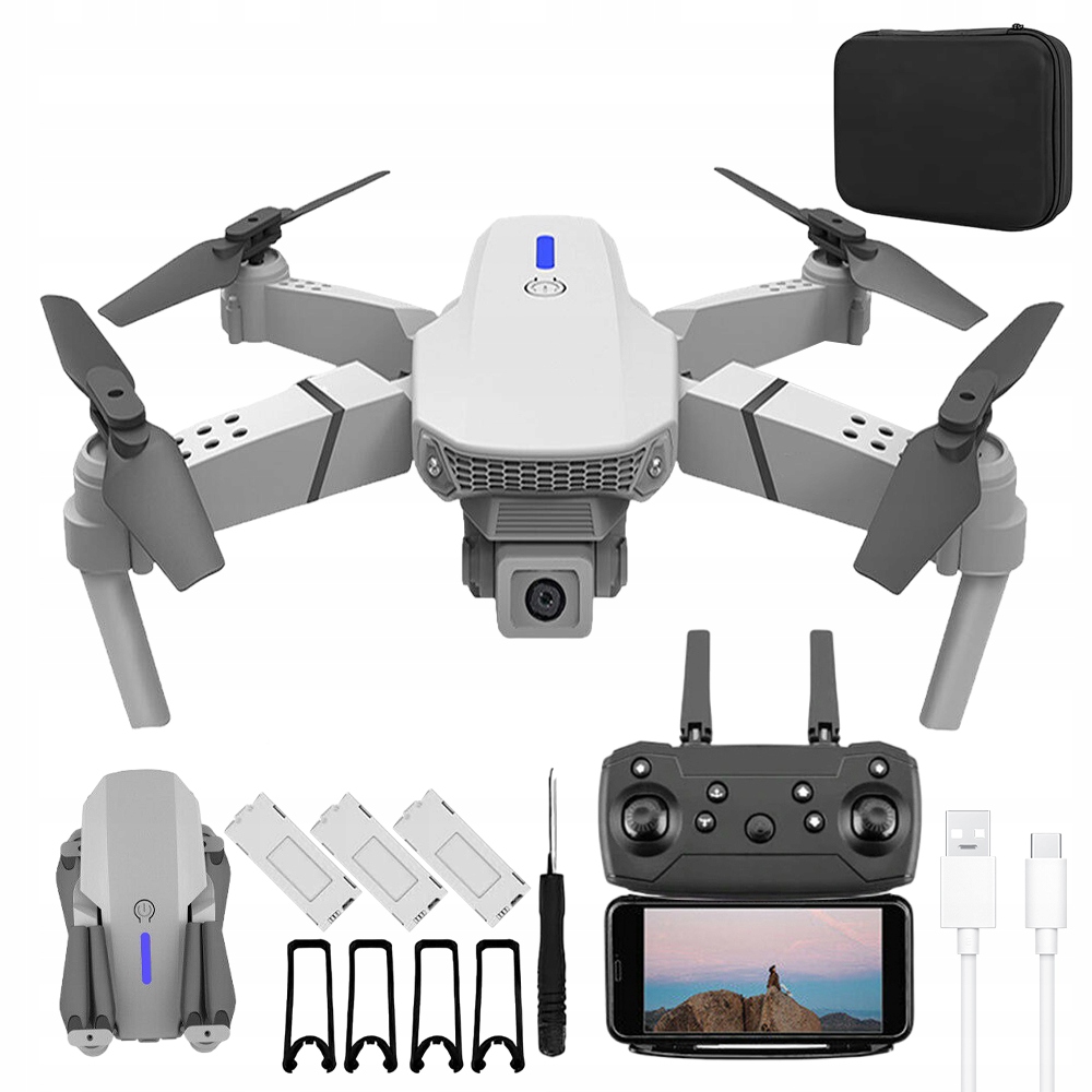 Dron E525 2 Wifi Hd Kamery Hračka Vznášení 100 m Dálkově Ovládaný Dálkový Ovladač