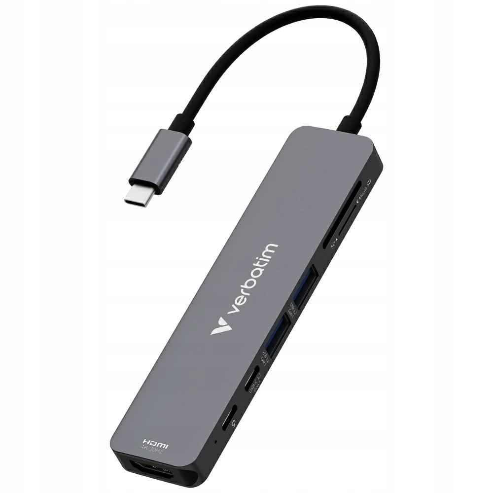 Adaptér Hub Verbatim Hdmi/usb-c 3.2/USB-C/2xUSB-A 3.2/SD/microSD hliníkový