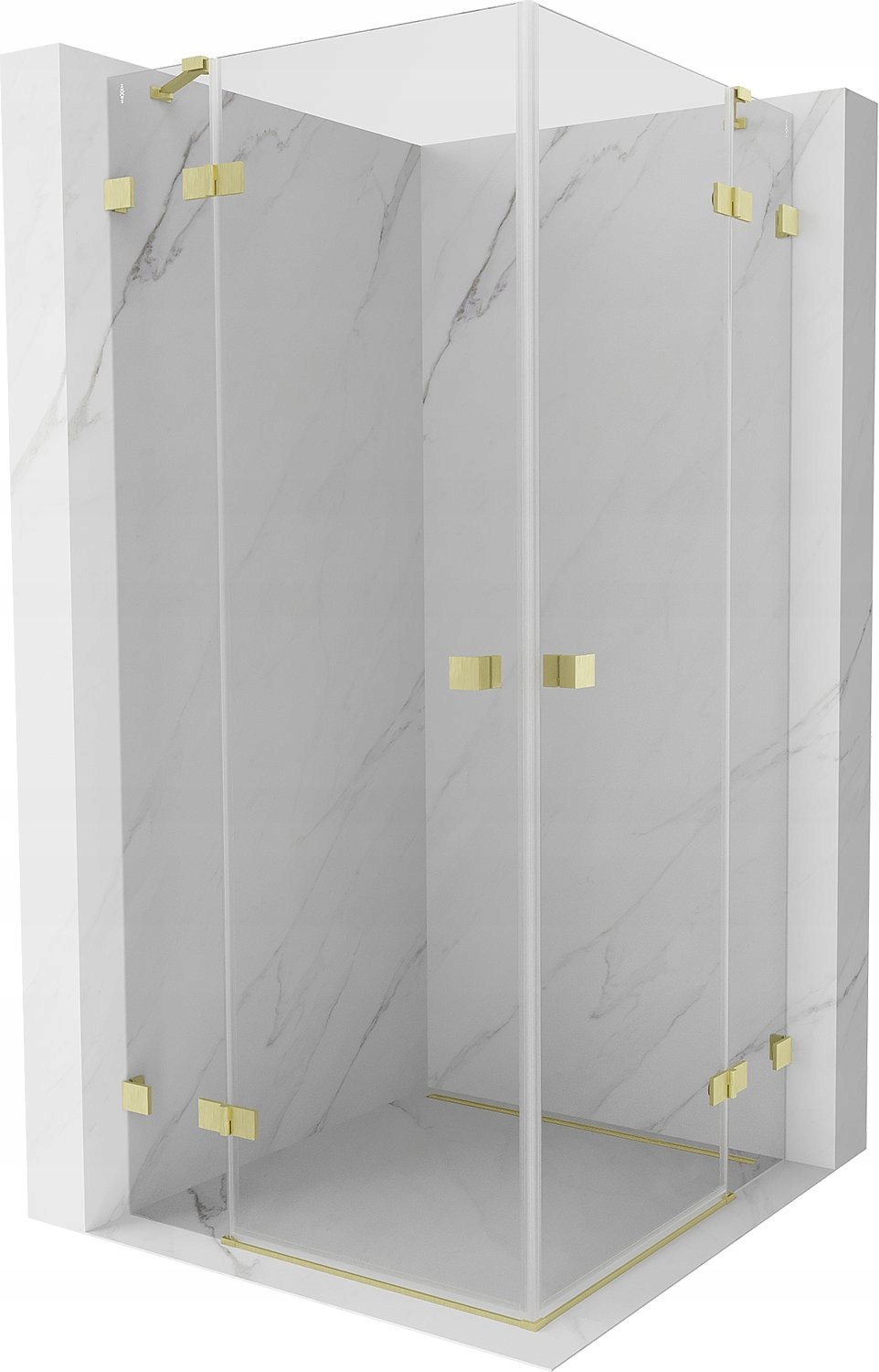 Mexen Lunar Duo Kabina Prysznicowa 80X80 CM Transparent Złota Szczotka