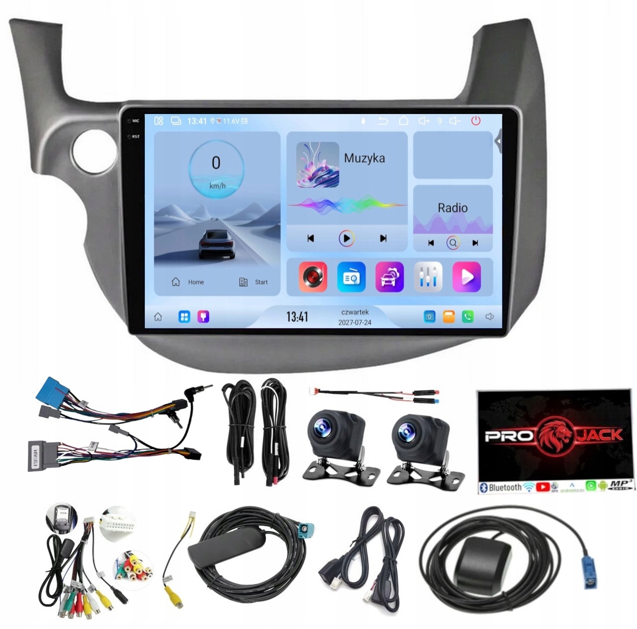 Rádio Navigace Gps Android Auto Honda Jazz 2008-2014 Carplay 4GB 64GB Sim