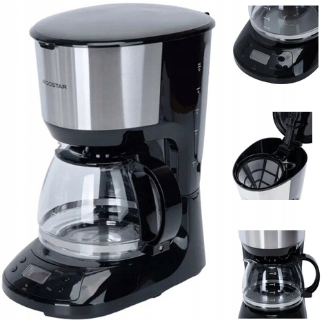 Překapávací Kávovar Aigostar 1,25 l 750 W Skleněný časovač Sítko bez Bpa