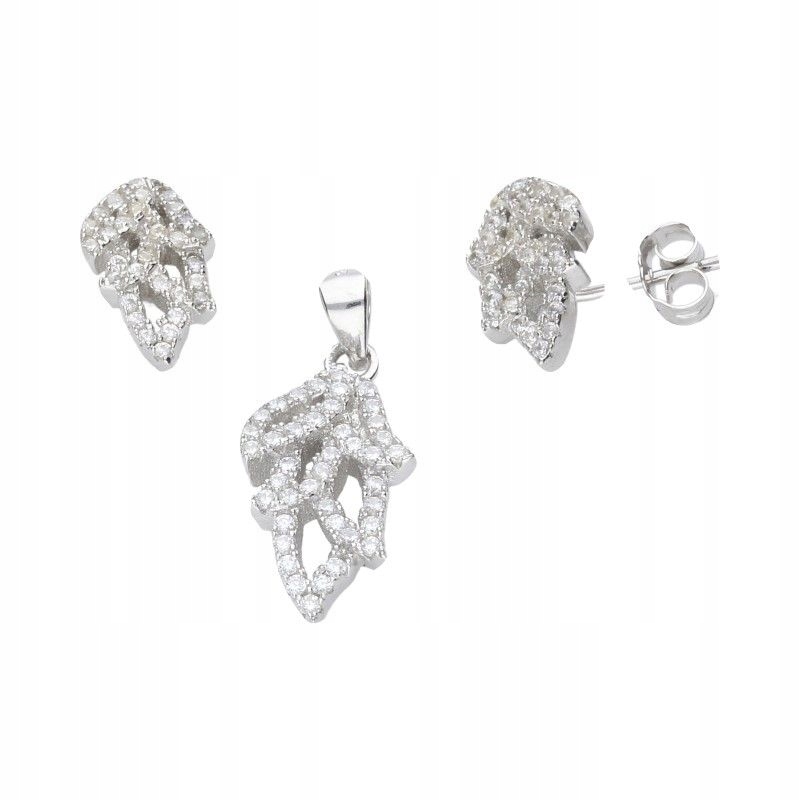 Stříbrný komplet 925 listů s bílými zirkony je ideální jako dárek