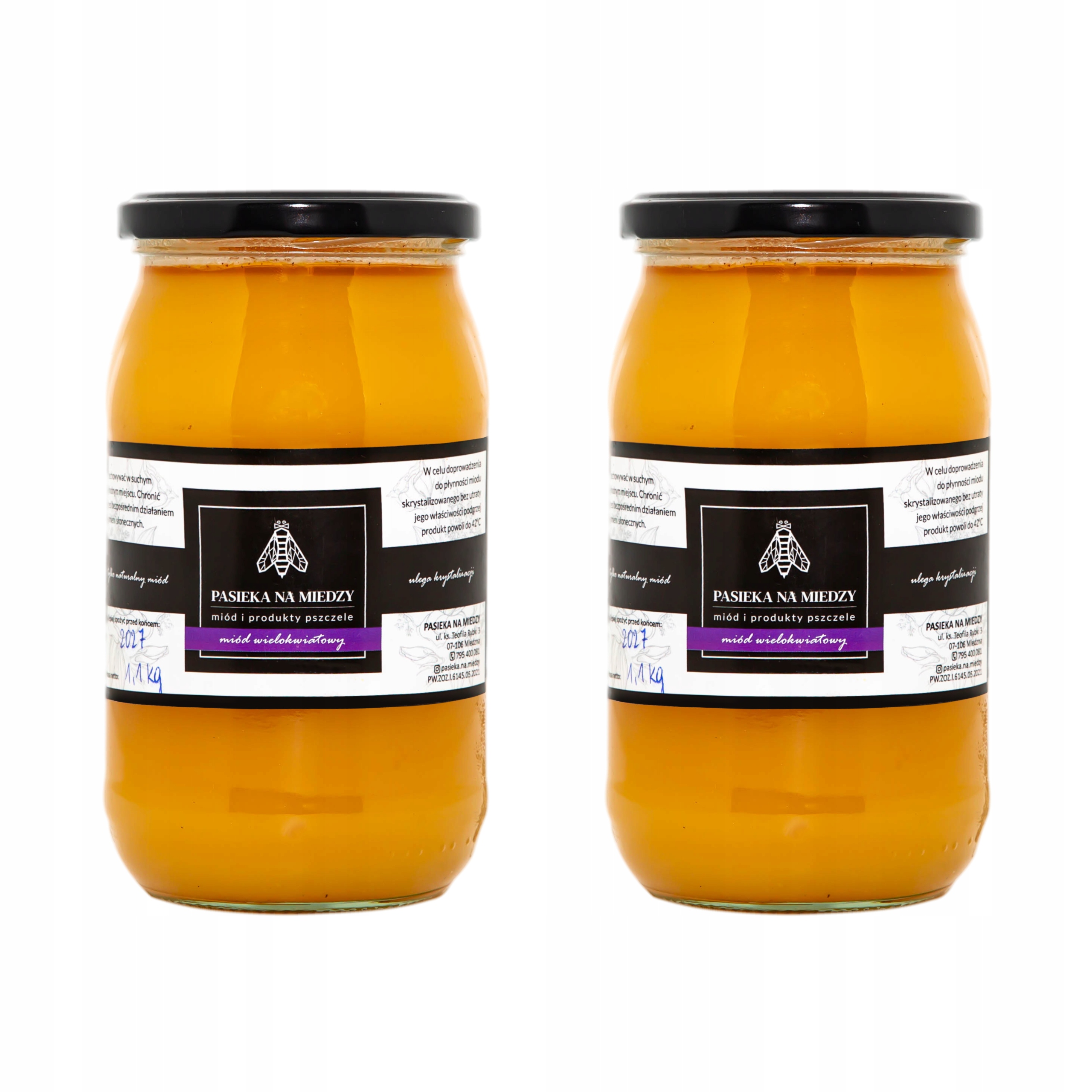 Levně Sada medu mnohokvětého 2×1100 g a proužku mezi přírodními včelíny