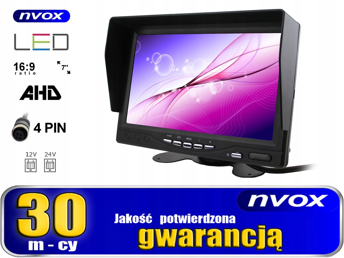 Monitor samochodowy kamera cofania zestaw 12/24V Marka Nvox