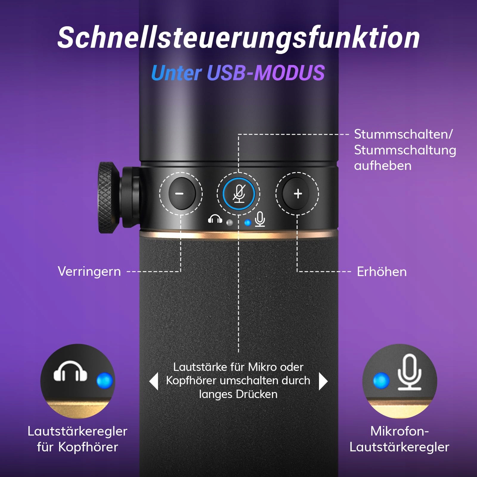 TONOR Mikrofon Gaming XLR USB RGB Dla Podcast Streaming PC PS4 PS5 Mac — miniatura 6