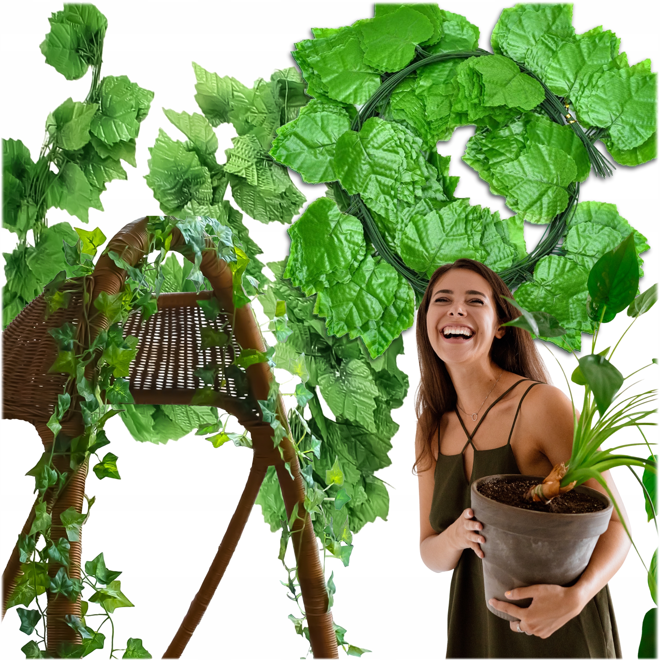 12X SZTUCZNY BLUSZCZ NA ŚCIANĘ BALKON ROŚLINA LIŚCIE WISZĄCA DEKORACJE 27M Marka bez marki