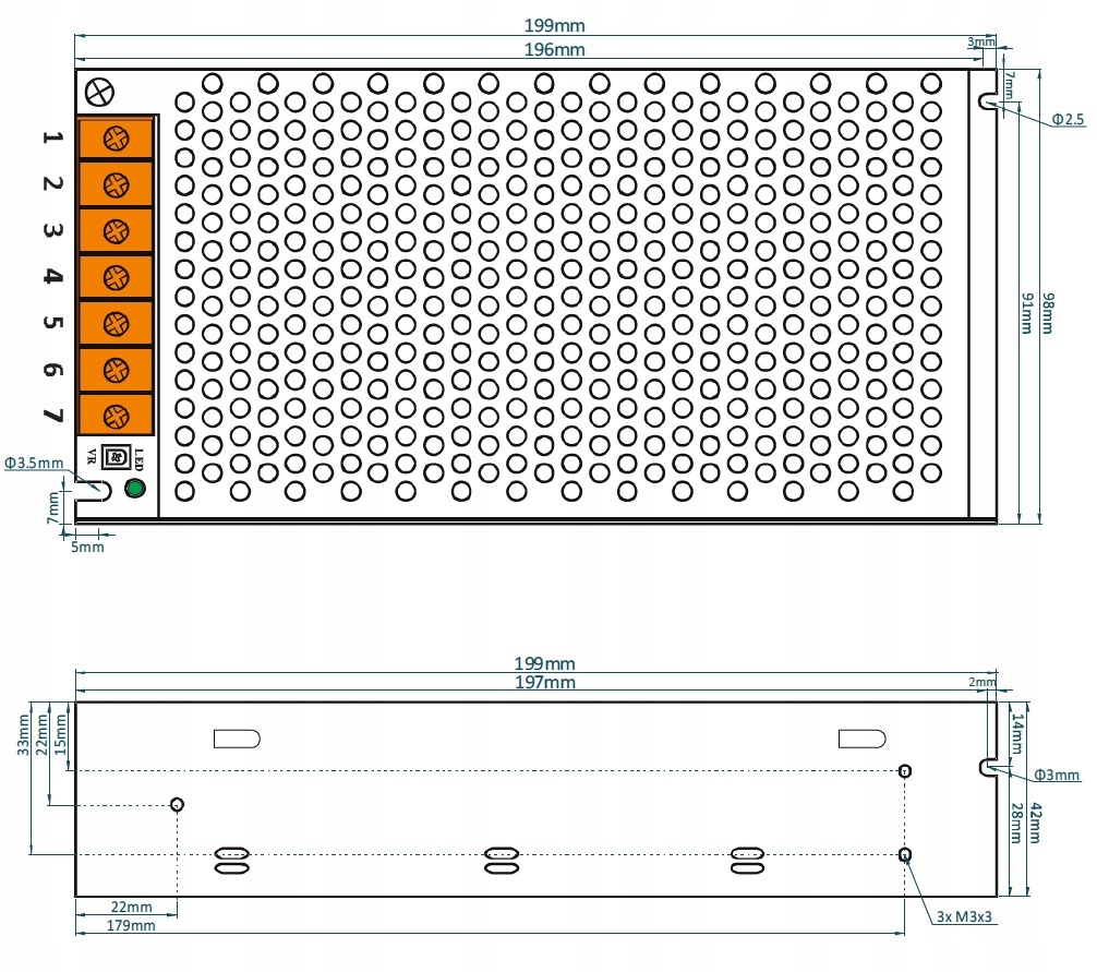 ZASILACZ DO TAŚM LED 12V 12,5A 150W TRANSFORMATOR MODUŁOWY MONTAŻOWY EAN (GTIN) 5902135121597