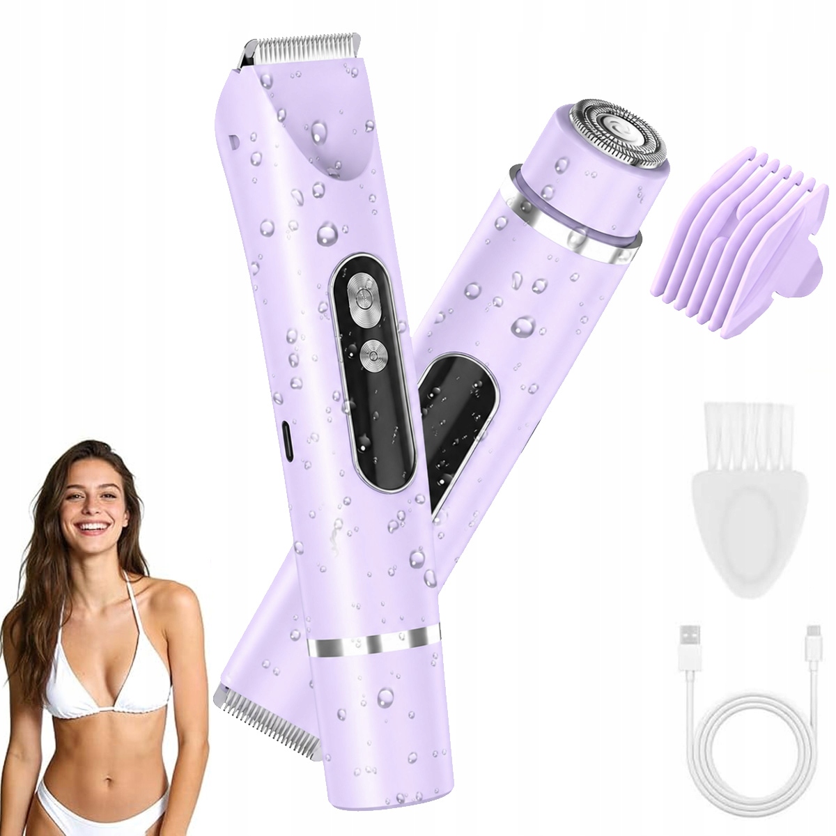 Zastřihovač intimních partií 2v1 pro ženy, dvouhlavý depilátor