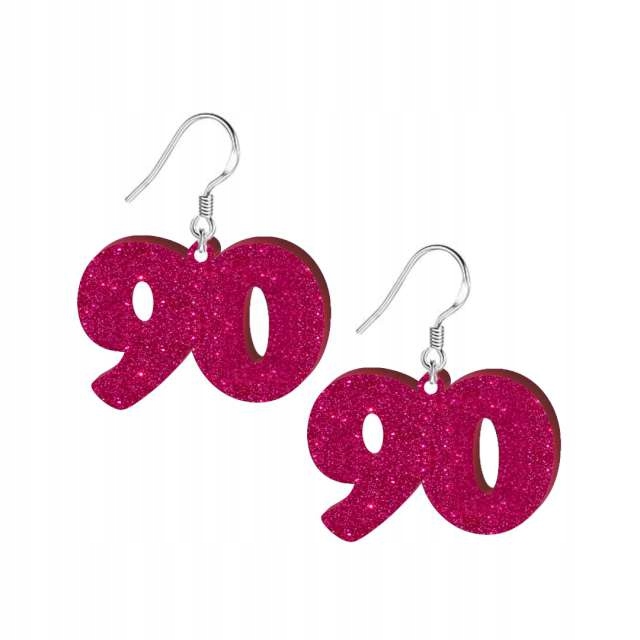 

Kolczyki 90 urodziny Różowy brokat Akryl para x1