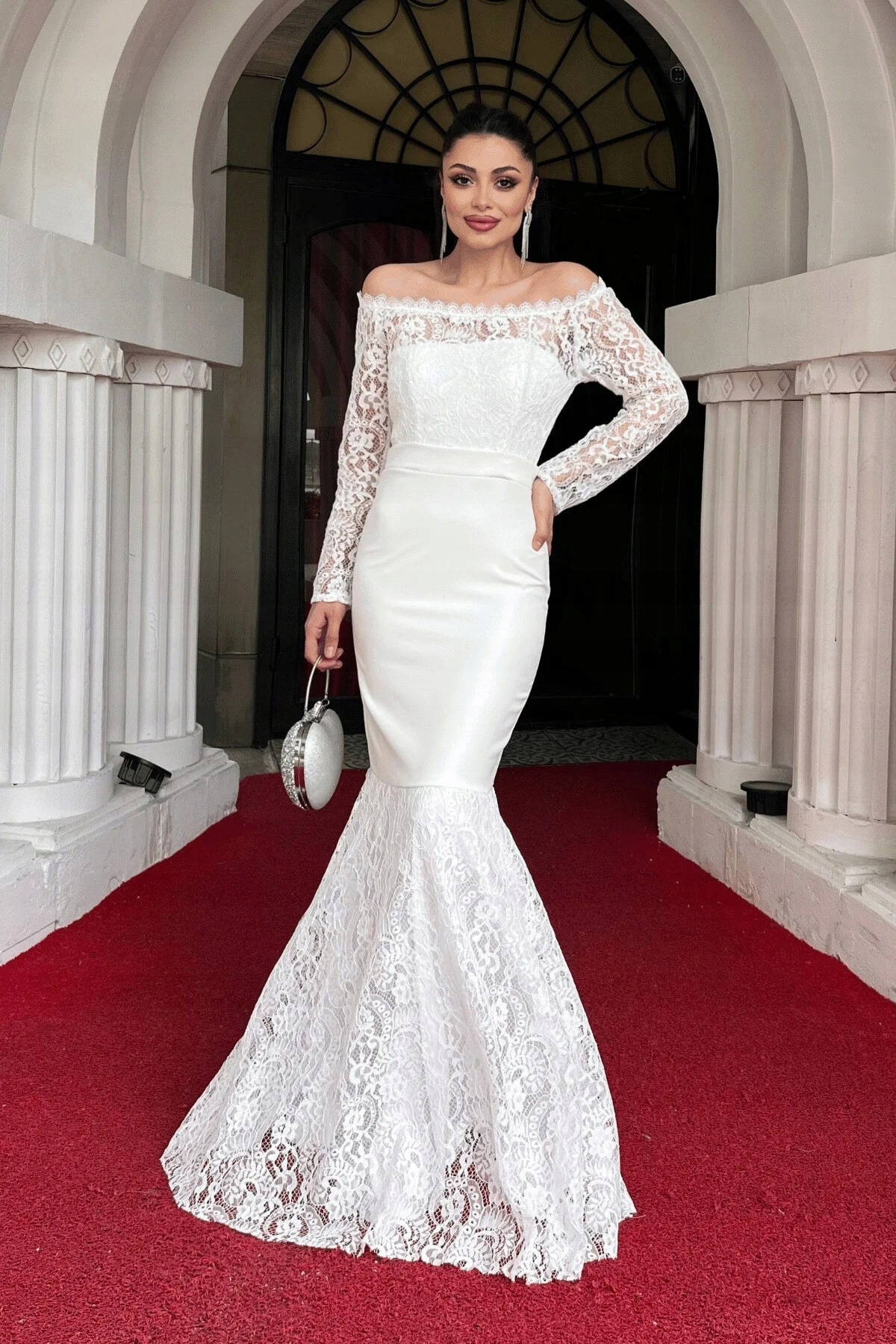 Elegantní Šaty S Krajkovými Rukávy A Volánem 42 5IA
