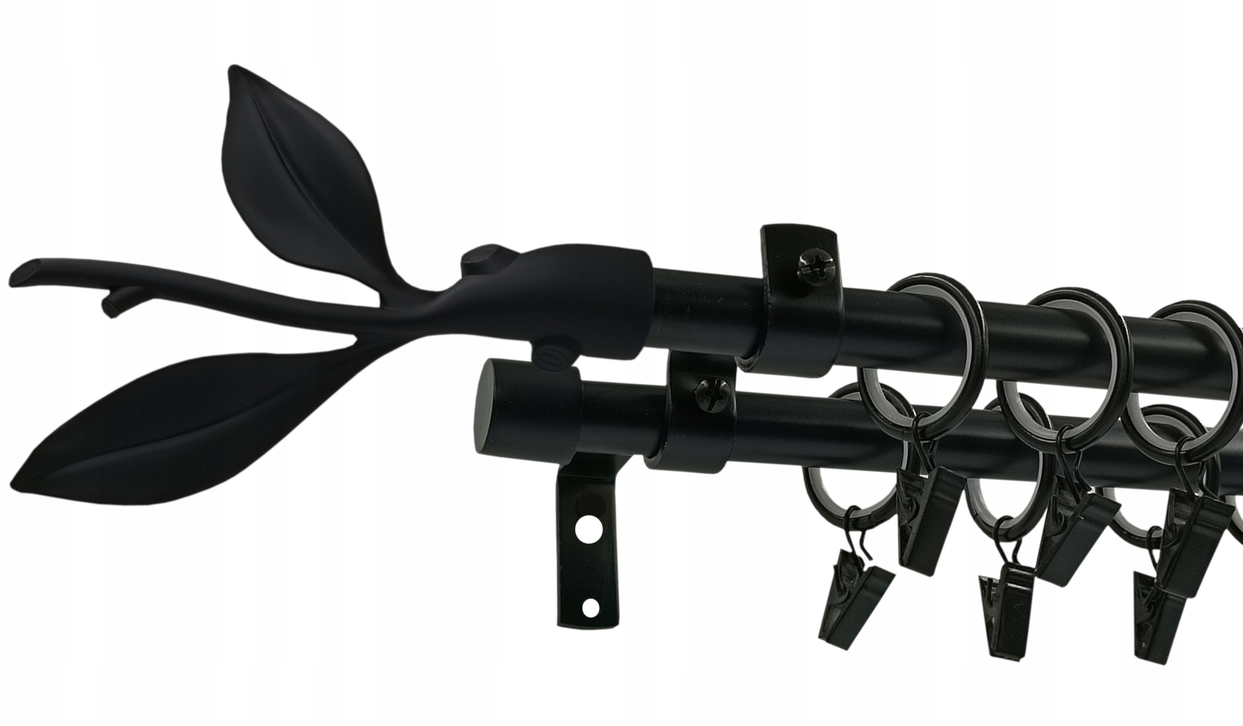 Garnýž Loft dvojitý 16+16 mm Černý 300 cm List