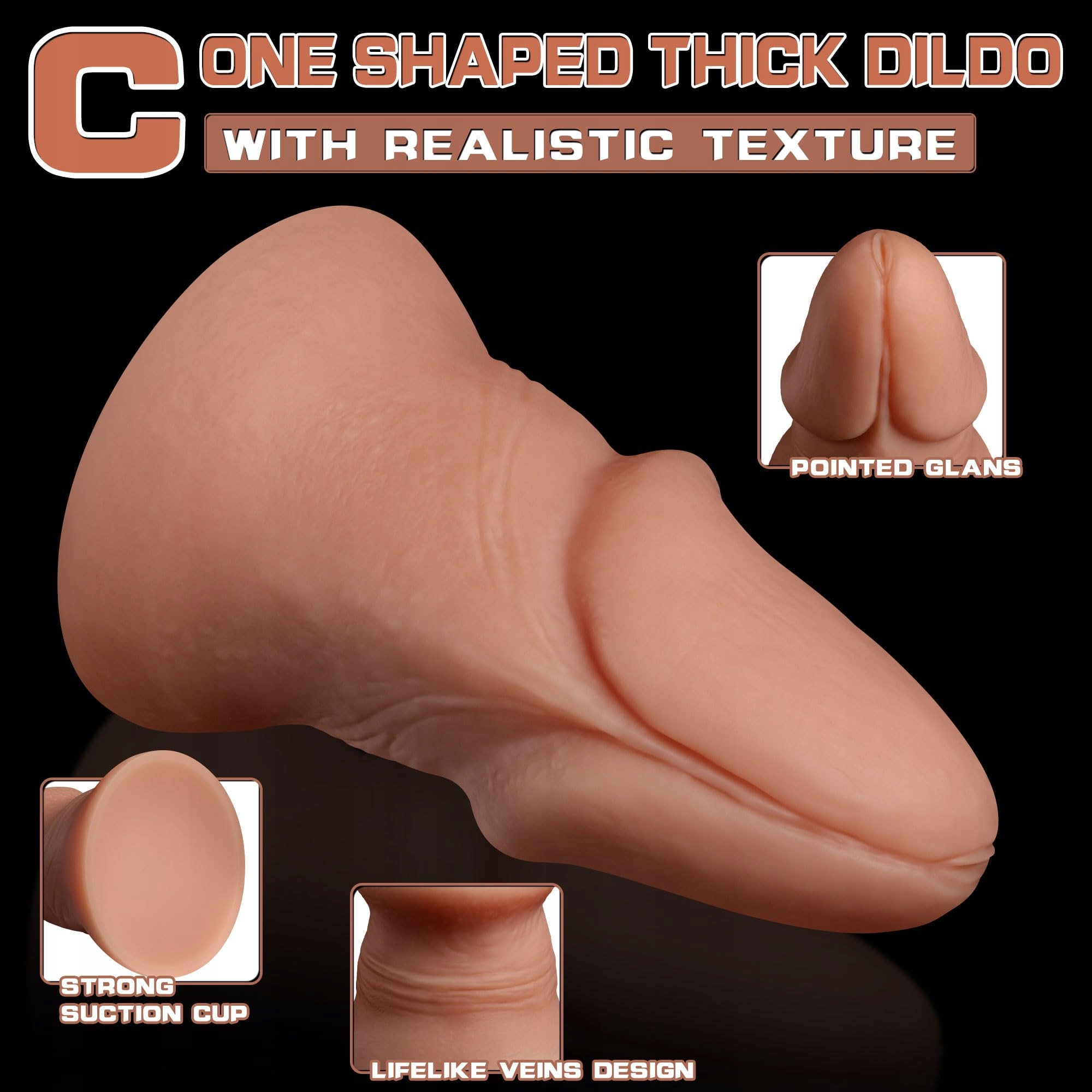XXL DILDO Realistyczny Duży Silikonowy Z Przyssawką Dla Gejów I Lesbijek — miniatura 3