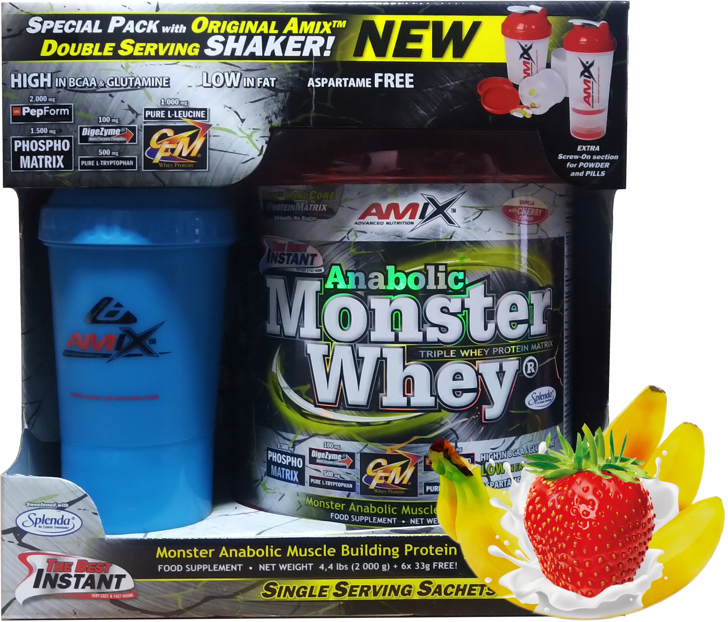 Amix Anabolic Monster Whey 2 kg Jahoda Banán