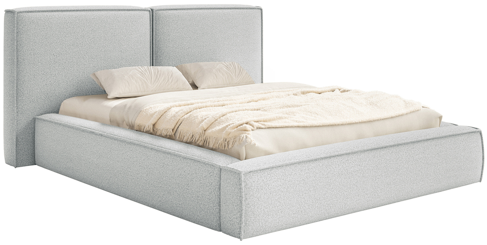Čalouněná postel 180 x 200 cm Tilves s úložným prostorem světle šedá boucle