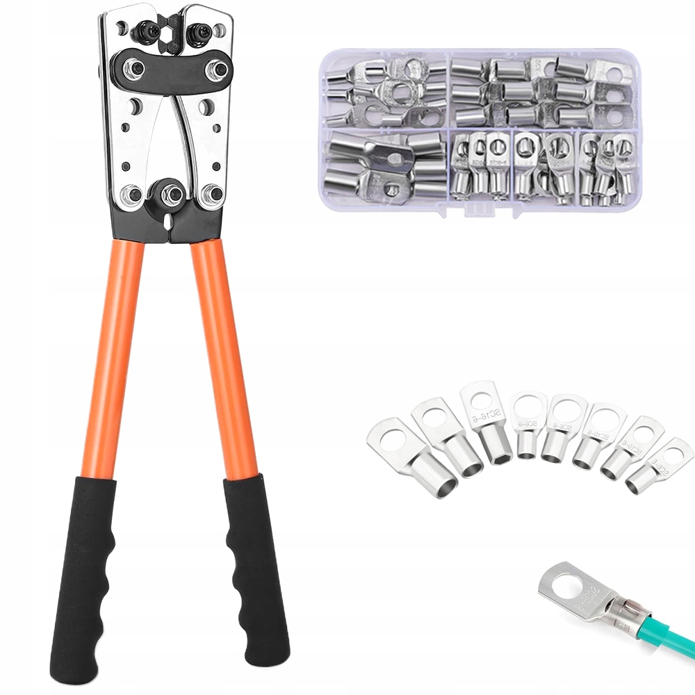 Svorka Na Kabely 6-50 MM² S 60 Koncovkami Měď Ocel Uhlíková Oranžová