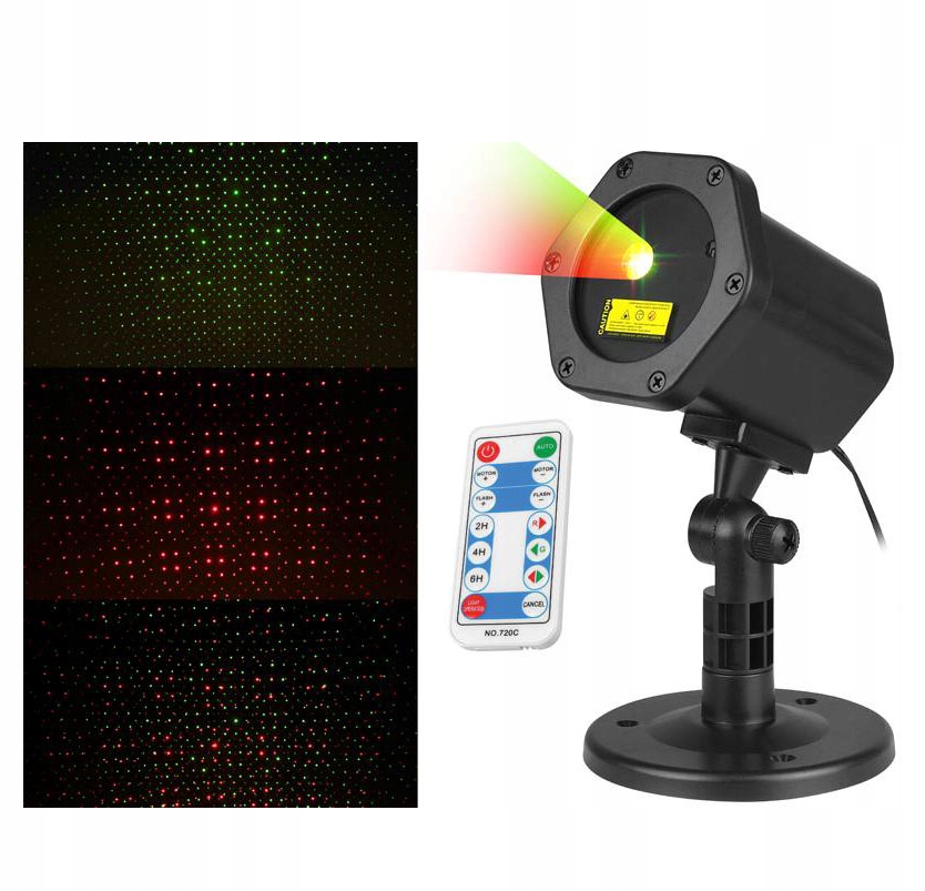 PROJEKTOR OGRODOWY LASEROWY ZEWNETRZNY DWIE PODSTAWKI + PILOT Marka LTC